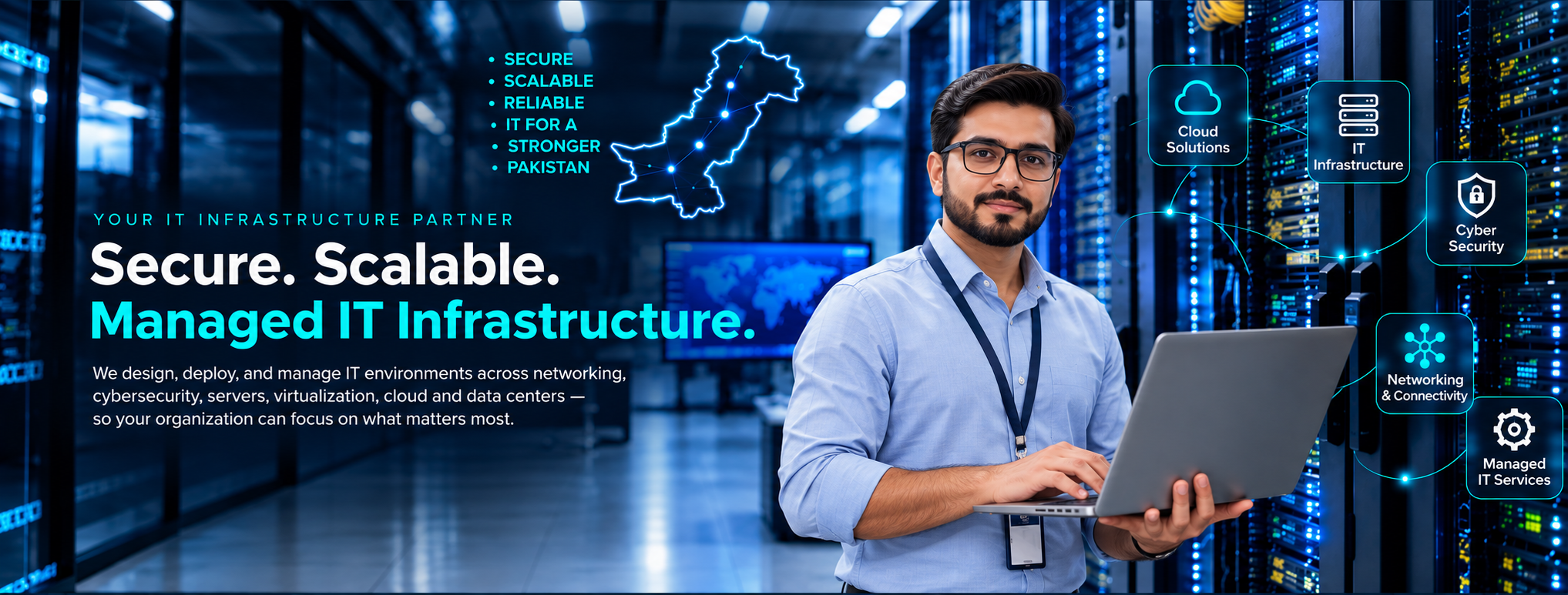 Illustrated IT expert for MQS IT Solutions managed IT infrastructure services