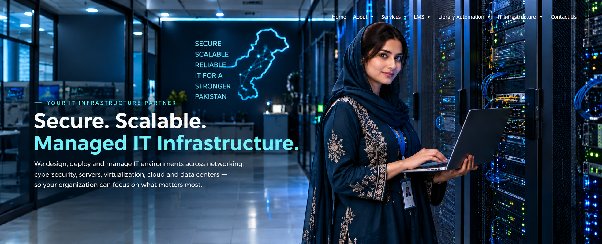 MQS IT Solutions Pakistani IT professional working in a modern data center