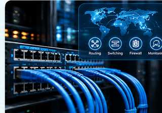 Fiber optic network connections in a data center for network management